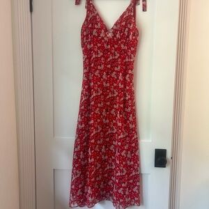 Zara Red Floral Midi Dress - small